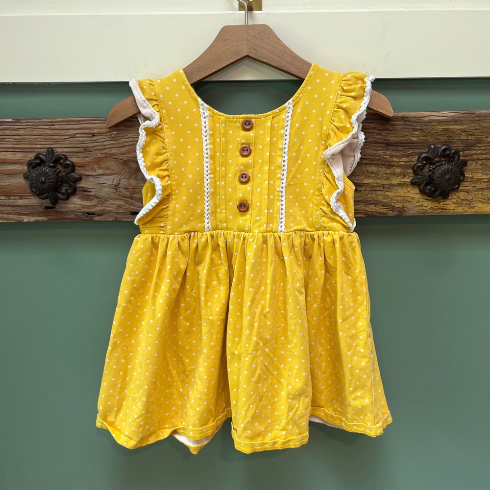 The Wild Flowers Girls Yellow Polka Dot Ruffle Lace Trim Top Size 6 No. 6